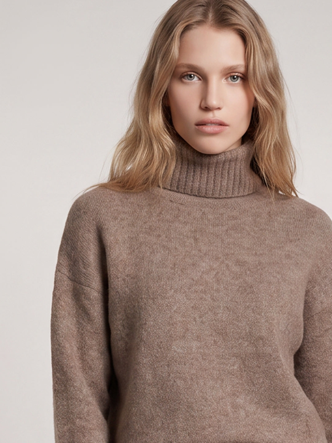 Beige Roll Neck Pullover