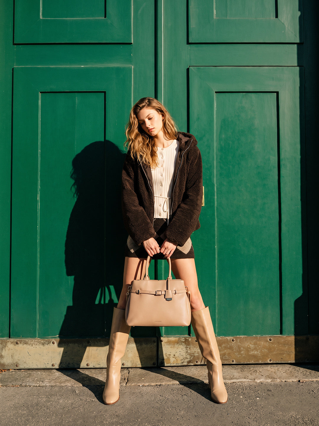 Brown Hooded Teddy Jacket