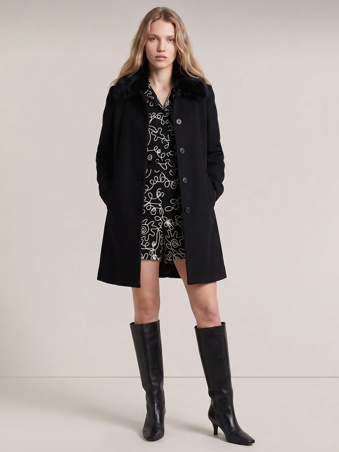 Black Faux Fur Coat