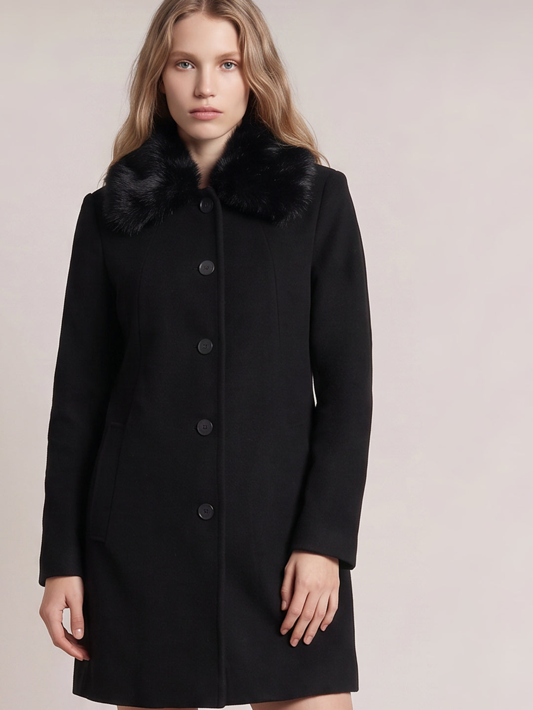 Black Faux Fur Coat