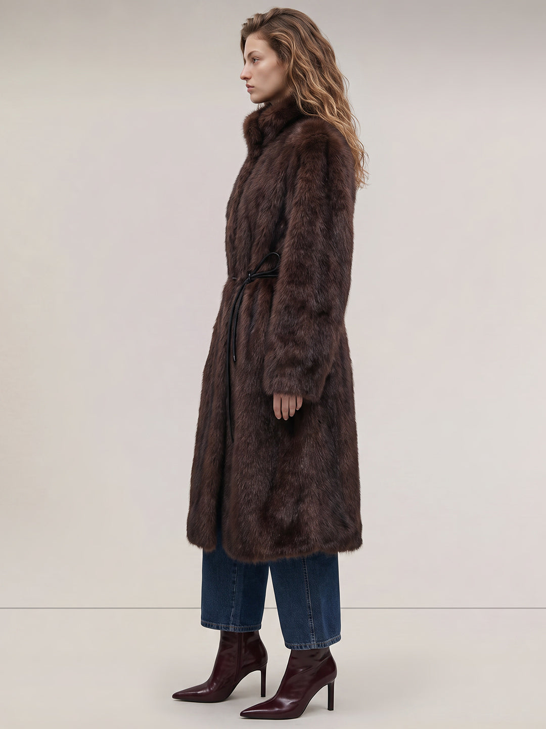 Dark Brown Faux Fur Coat