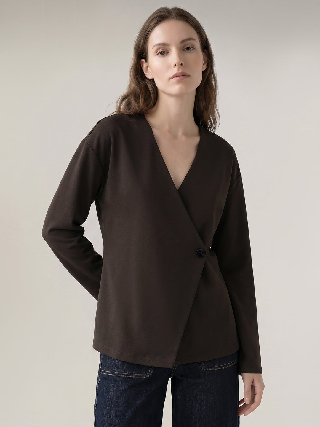 Dark Brown Wrap Top
