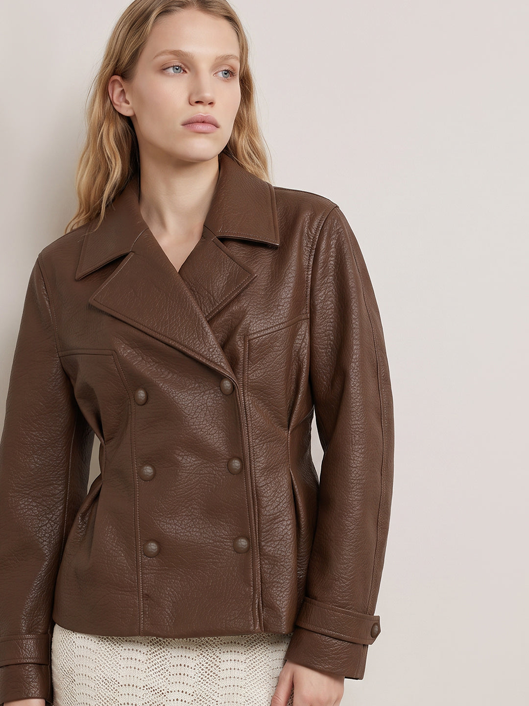 Brown Faux Leather Jacket