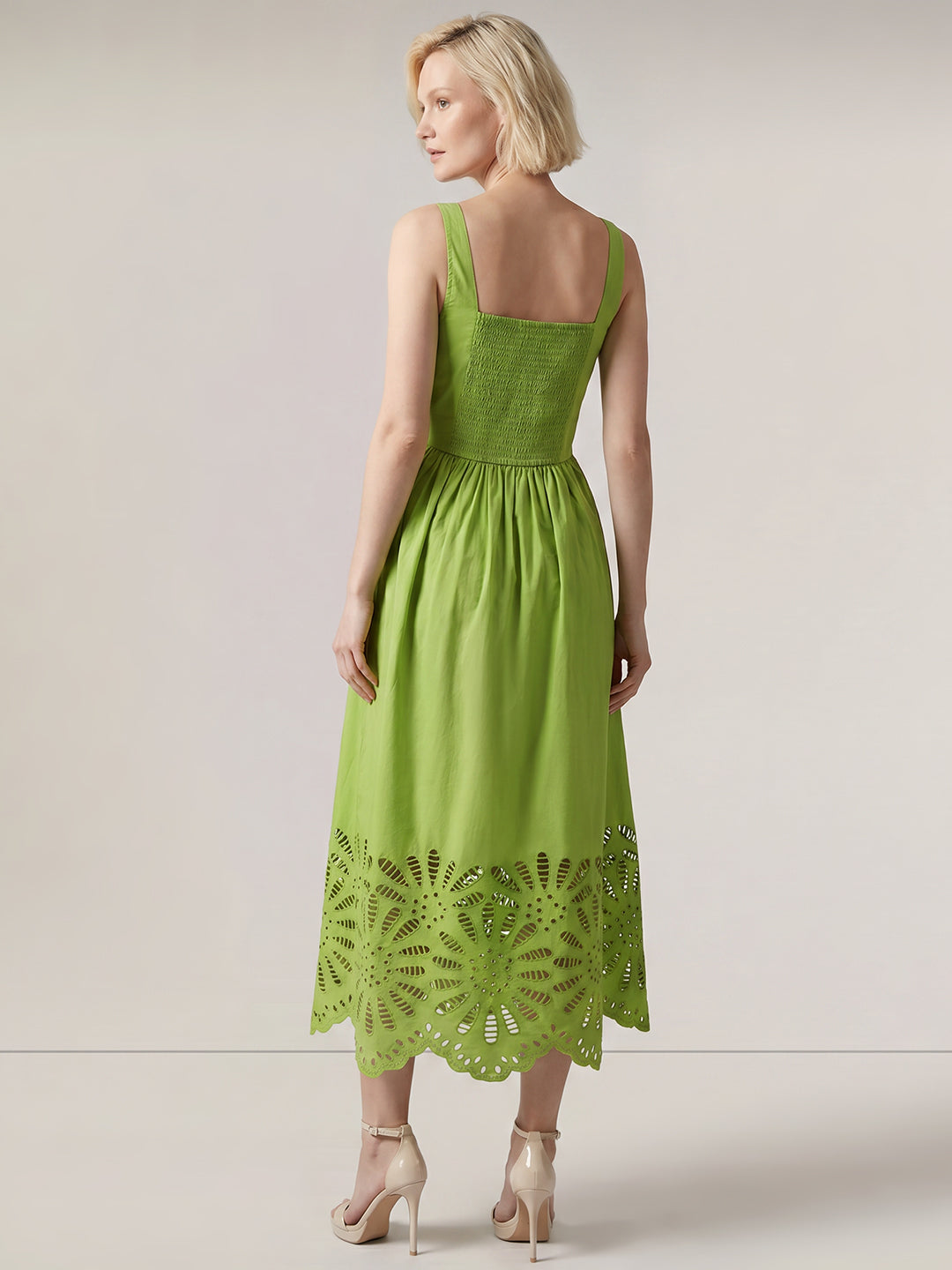 Green Cut-Work Midaxi Dress