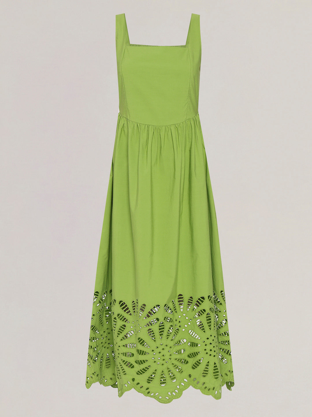 Green Cut-Work Midaxi Dress