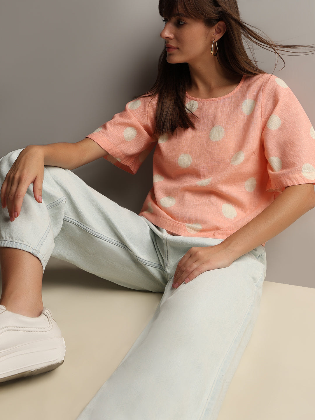 Peach Polka Dot Top