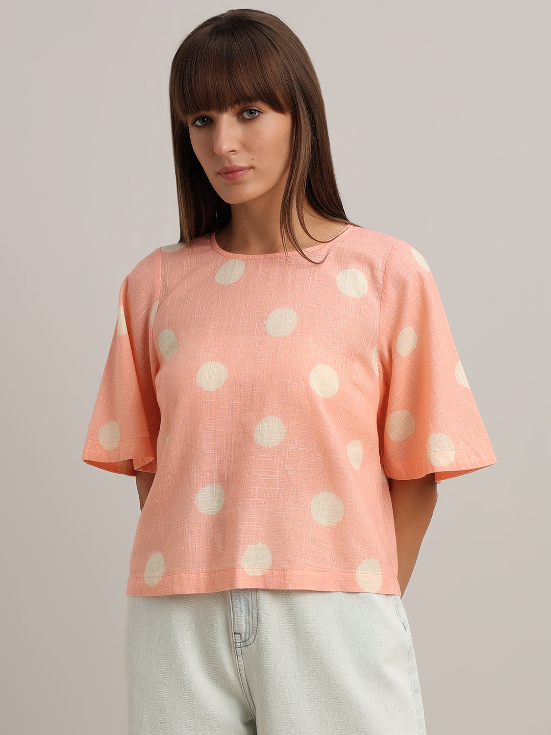 Peach Polka Dot Top