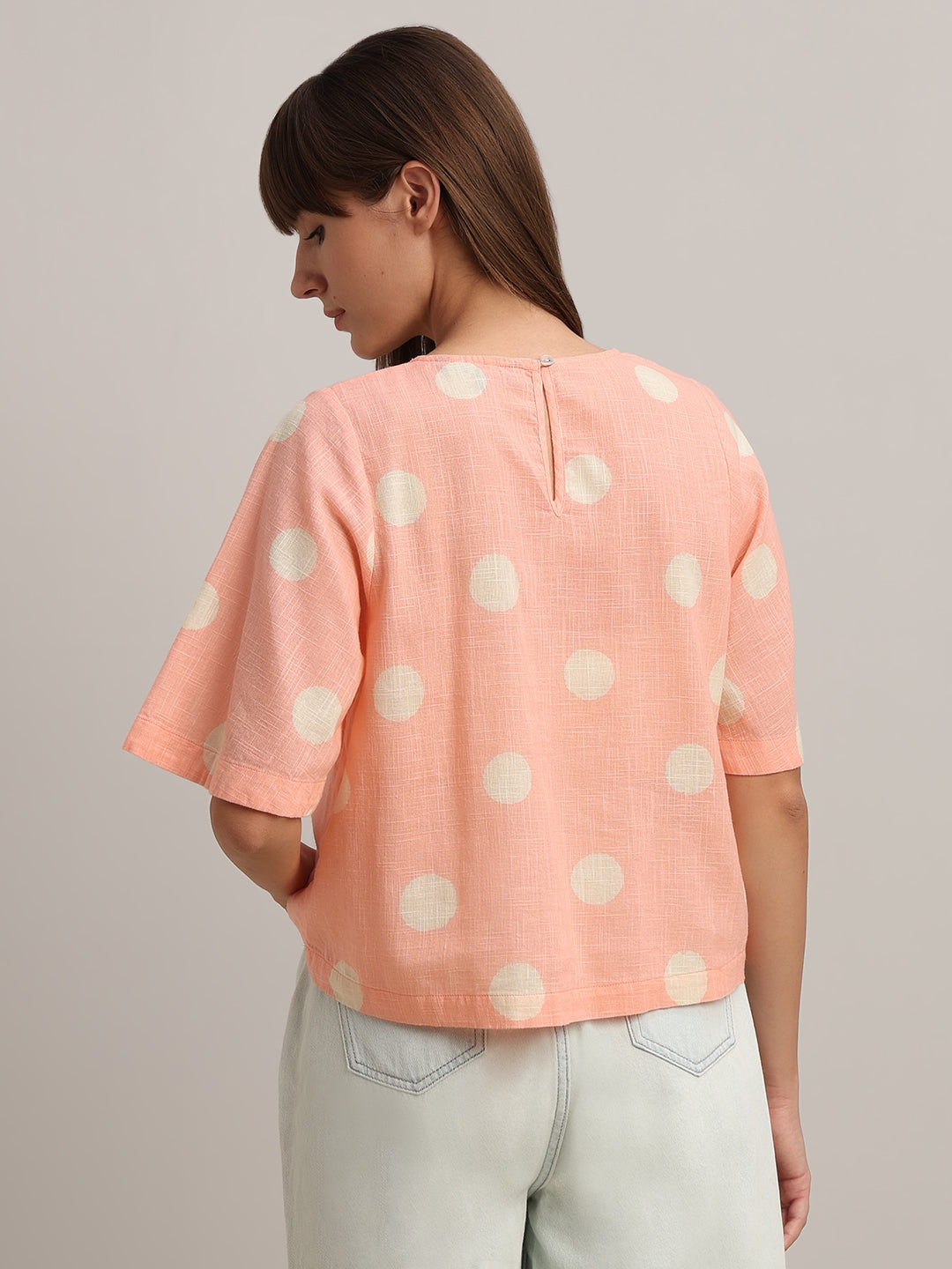 Peach Polka Dot Top
