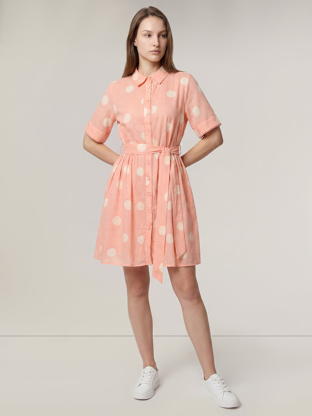Pink Polka Dot Shirt Dress