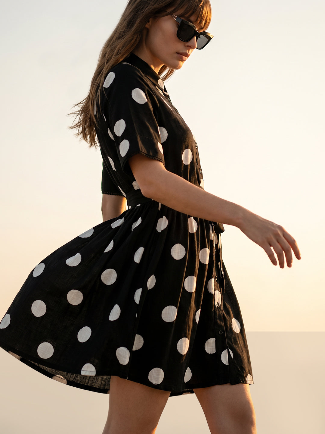 Black Polka Dot Shirt Dress