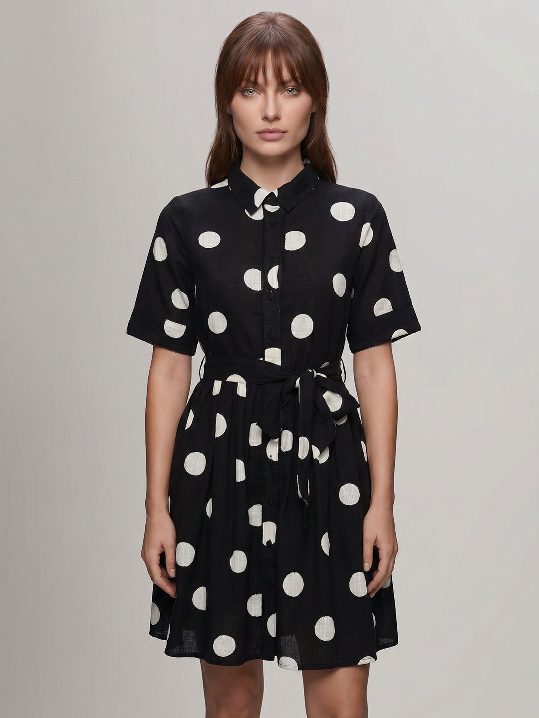 Black Polka Dot Shirt Dress