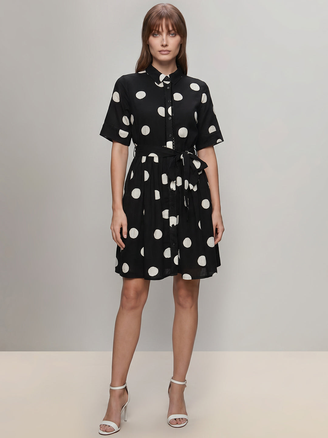 Black Polka Dot Shirt Dress