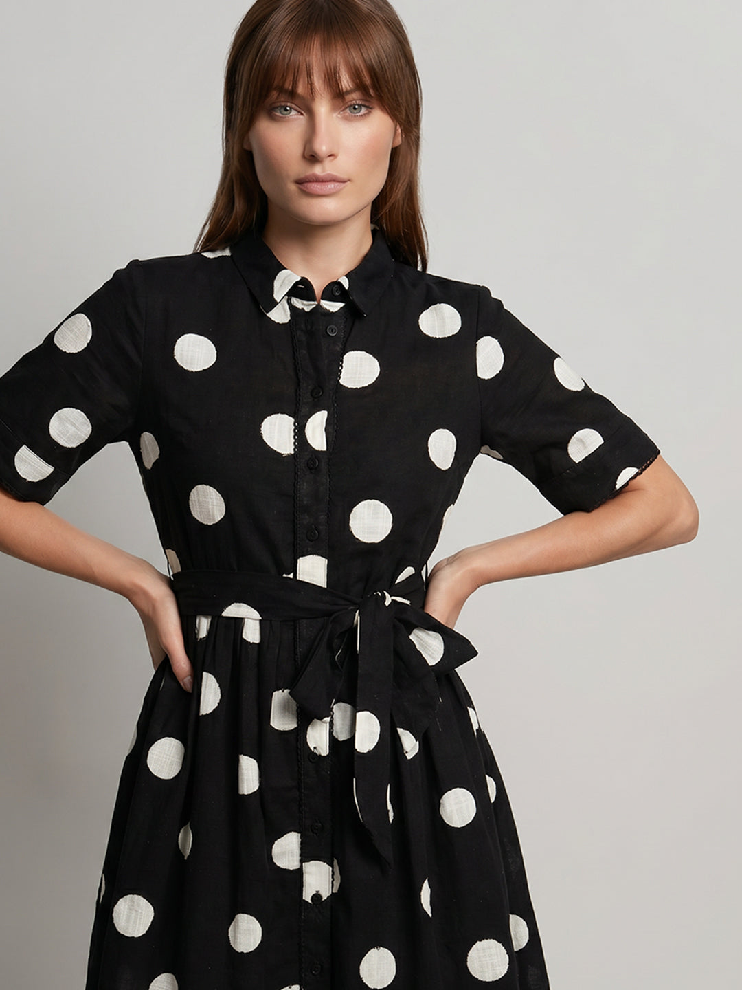 Black Polka Dot Shirt Dress