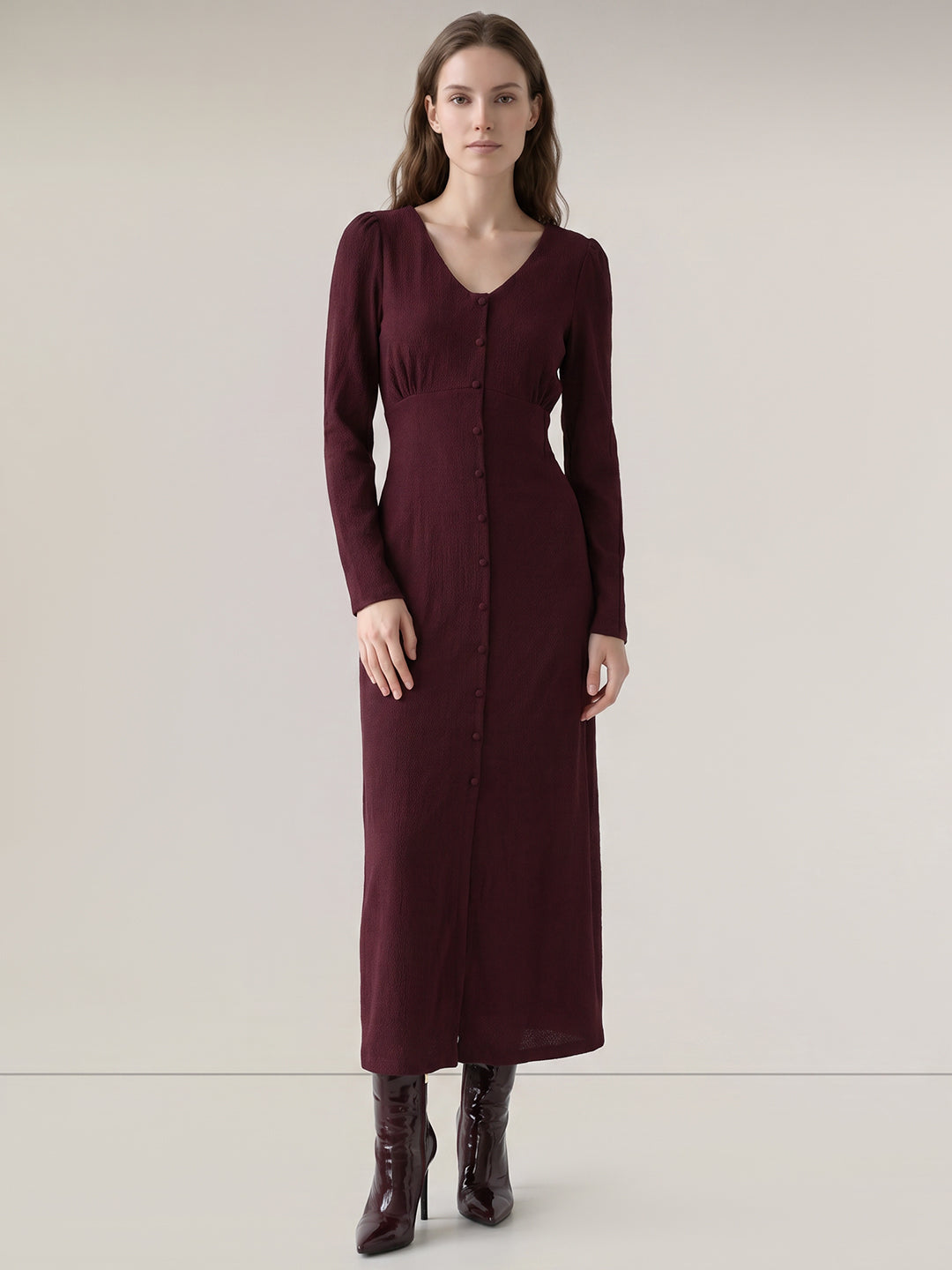 V-Neck Midaxi Dress