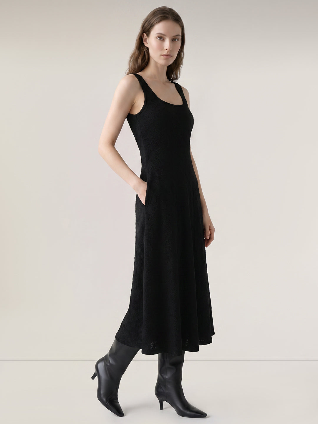 Black Knitted Midi Dress