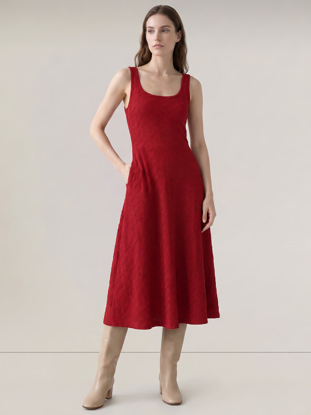 Dark Red Knitted Dress