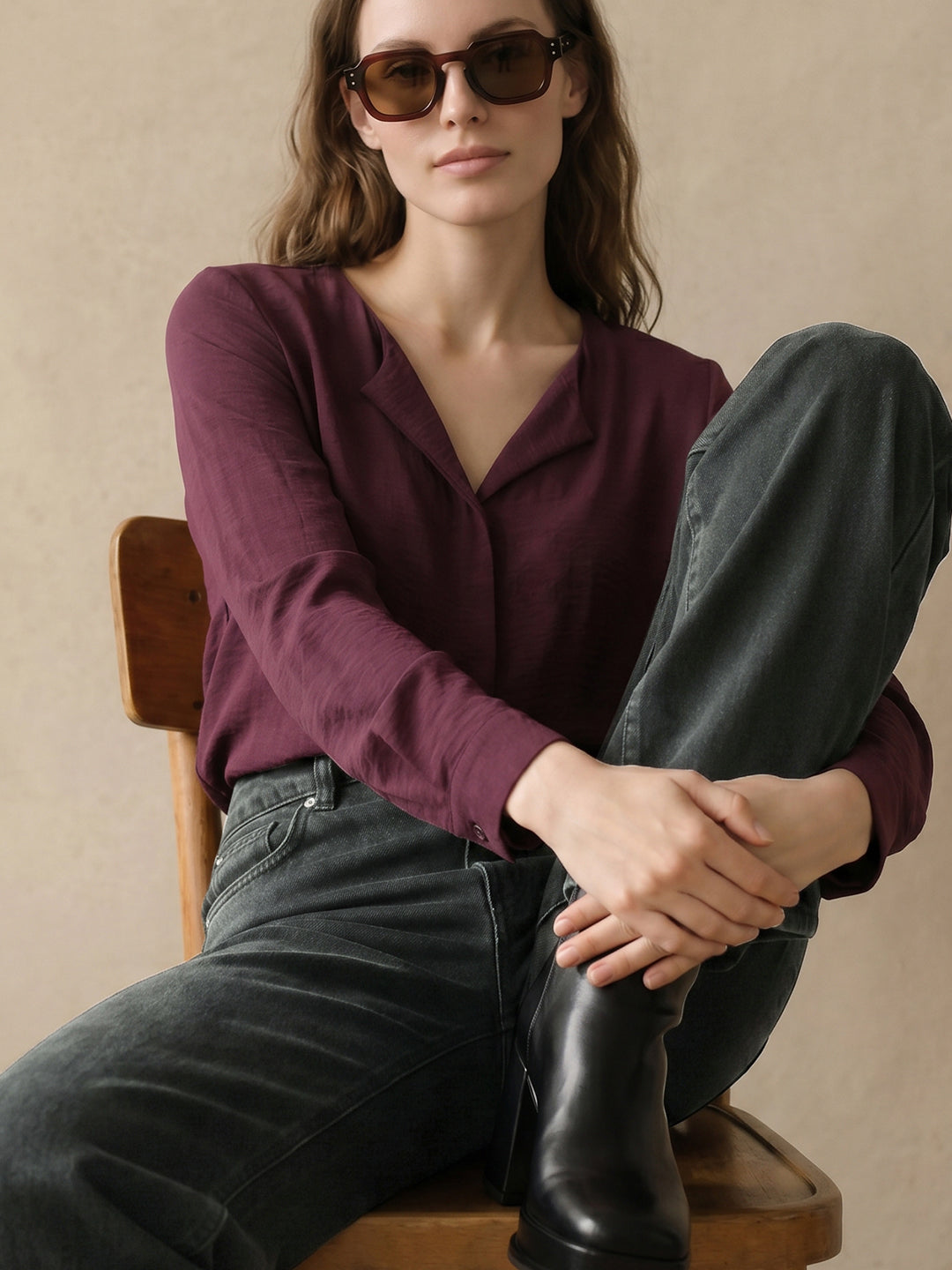 Dark Purple Regular Fit Top