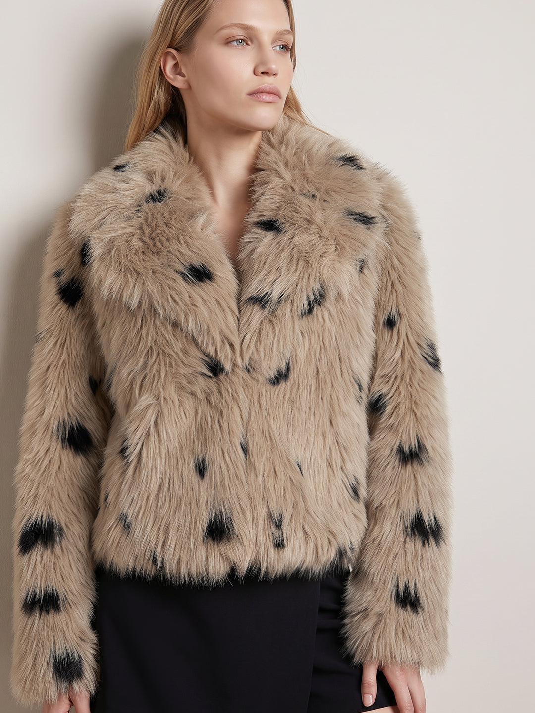 Printed Faux Fur Jacket