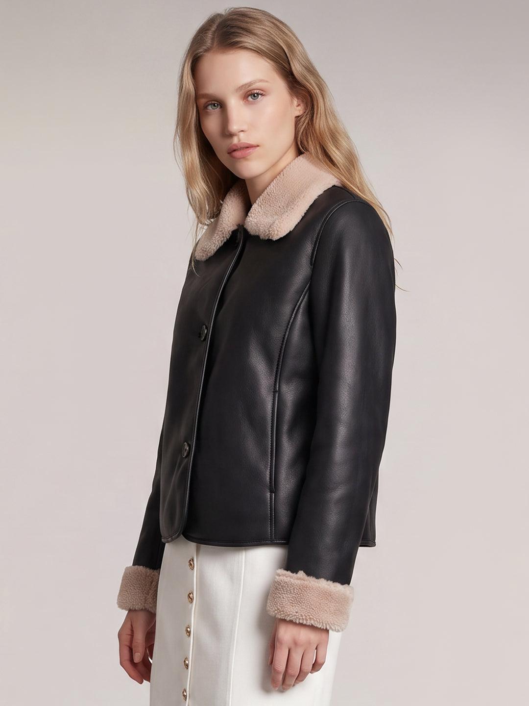 Black Faux Fur Trim Jacket