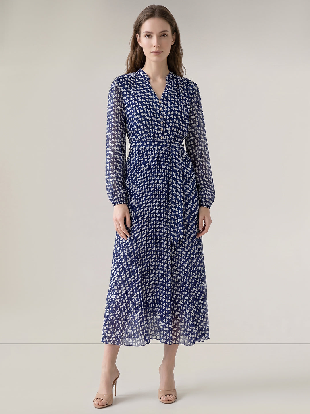 Blue Printed Midaxi Dress