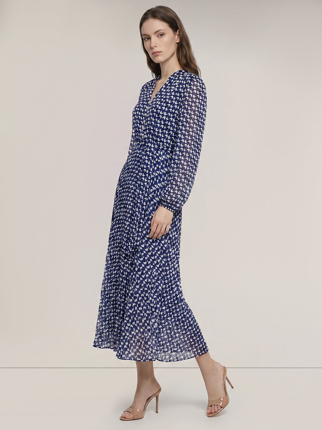 Blue Printed Midaxi Dress