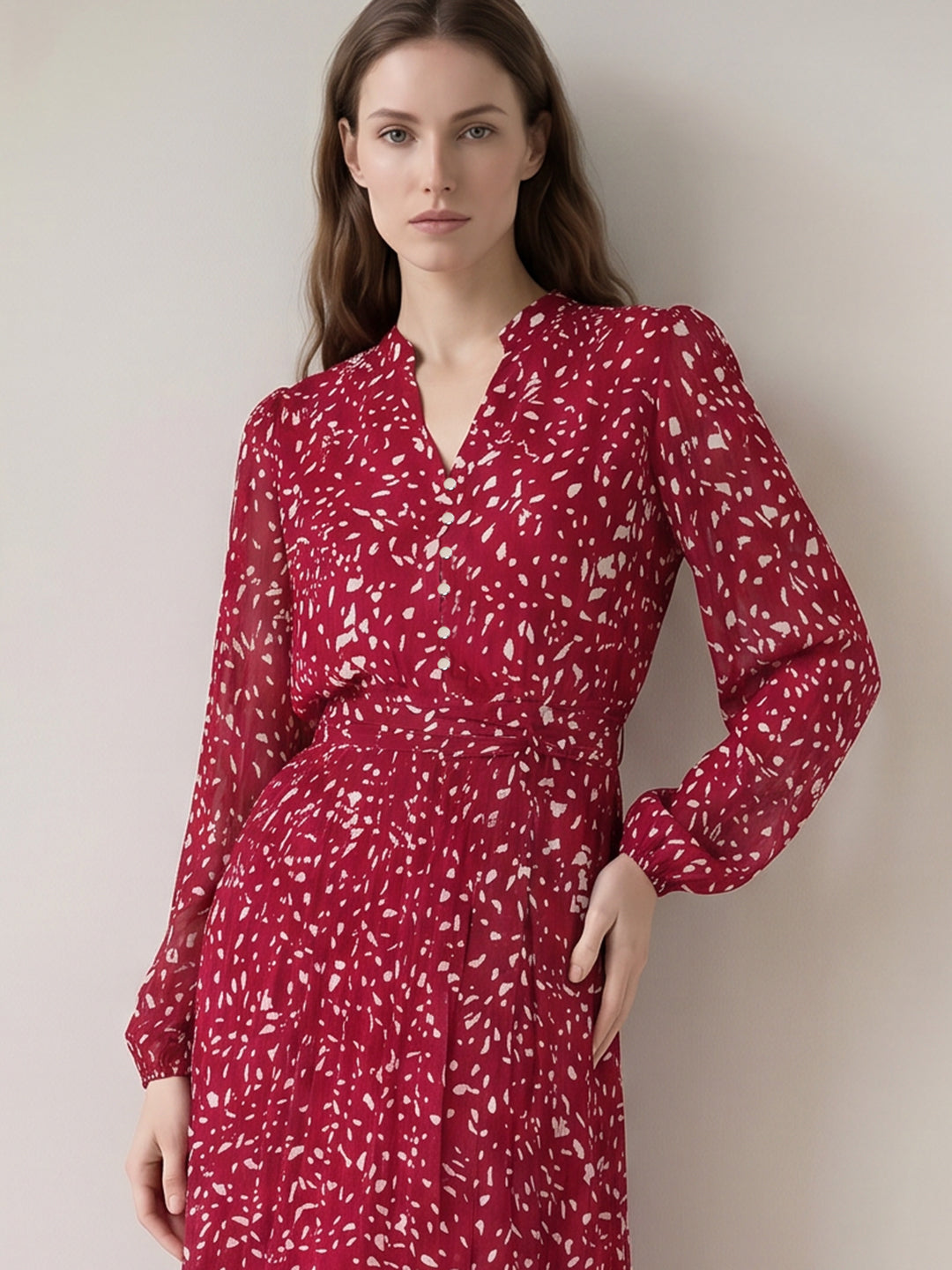 Red Printed Midaxi Dress