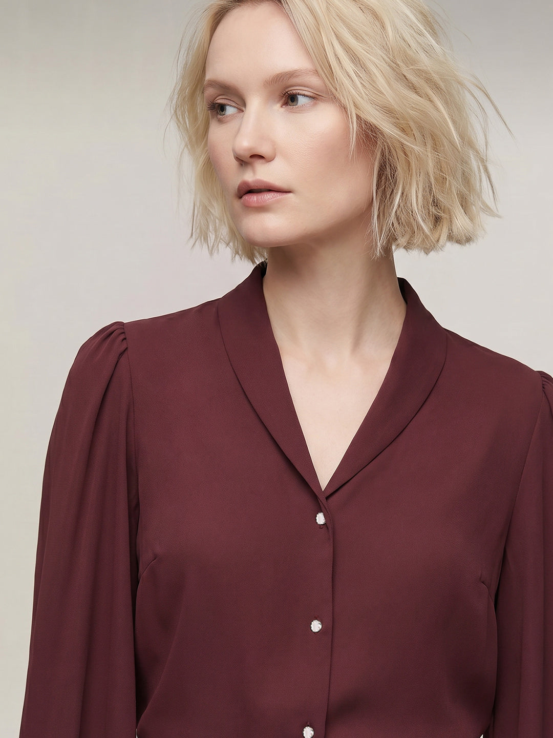Dark Brown Shawl Collar Shirt