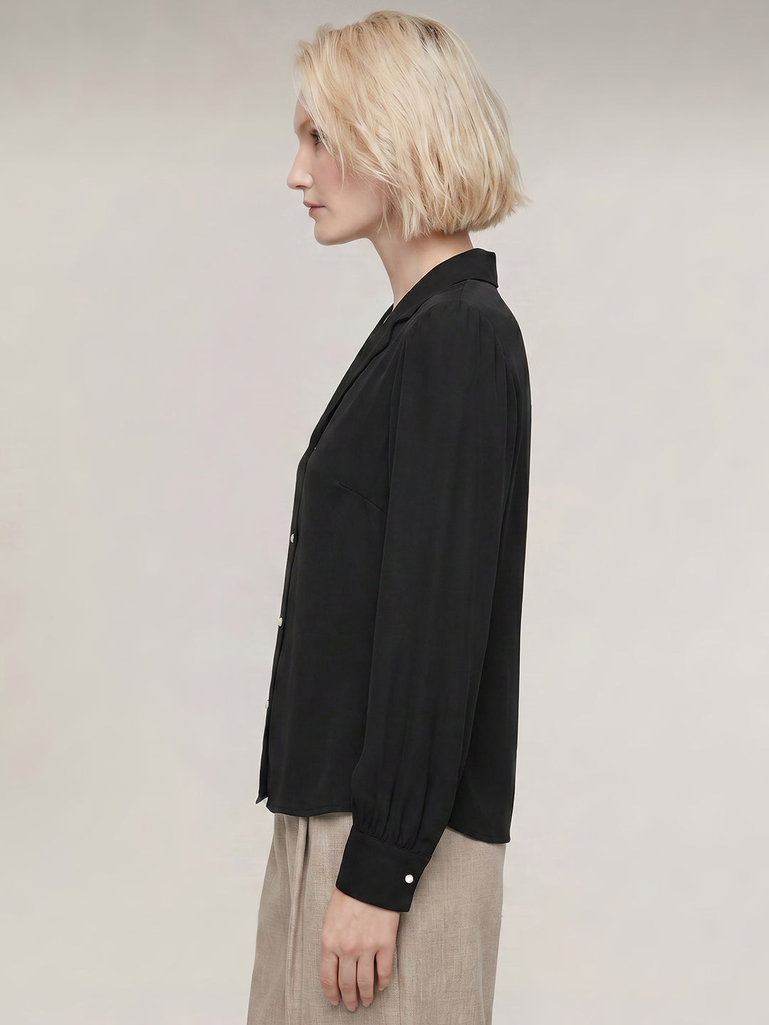 Black Shawl Collar Shirt