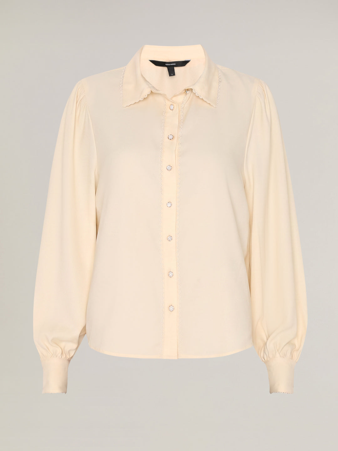 Lace Trim Puff Sleeves Shirt