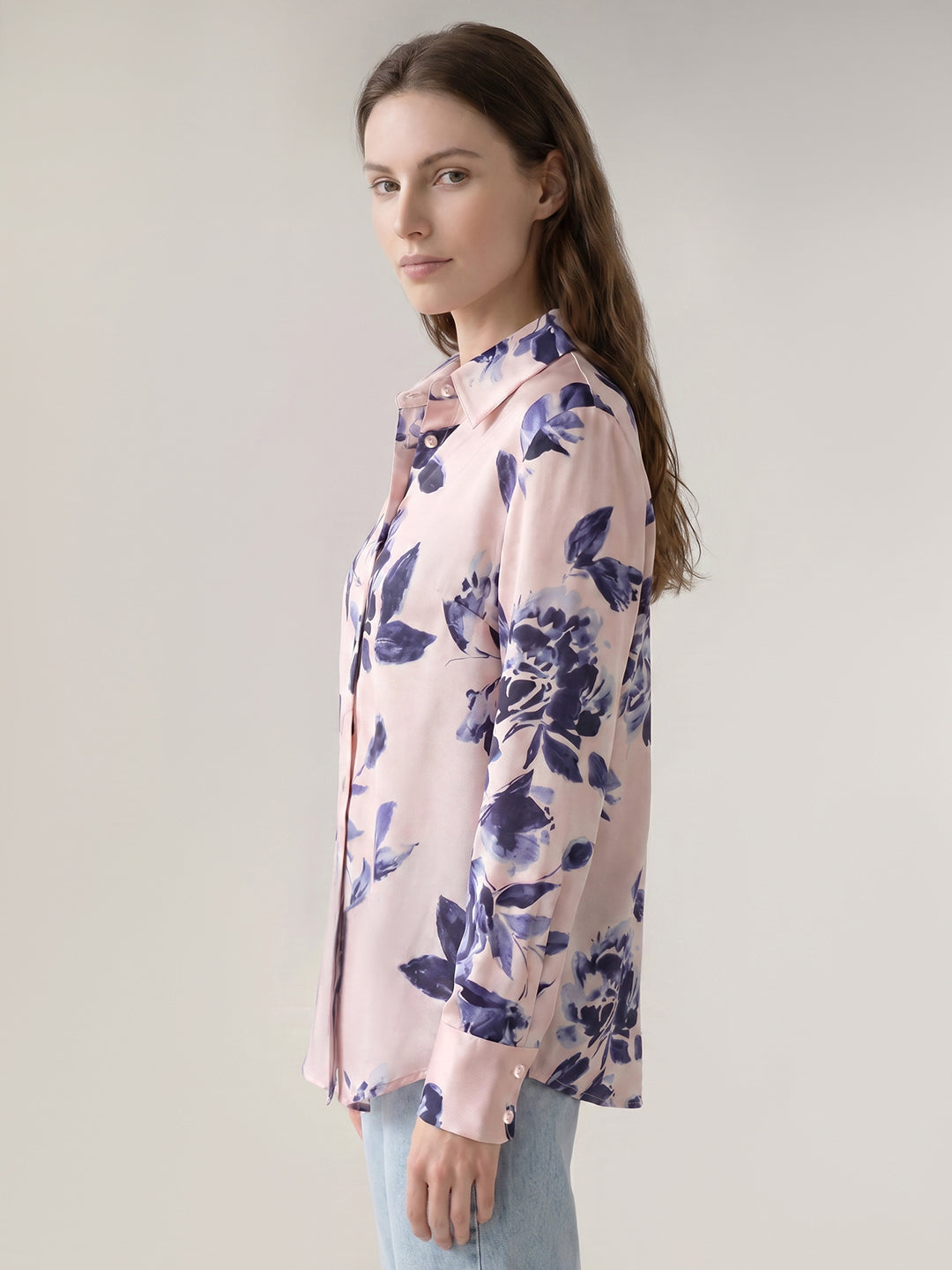 Peach Floral Print Shirt