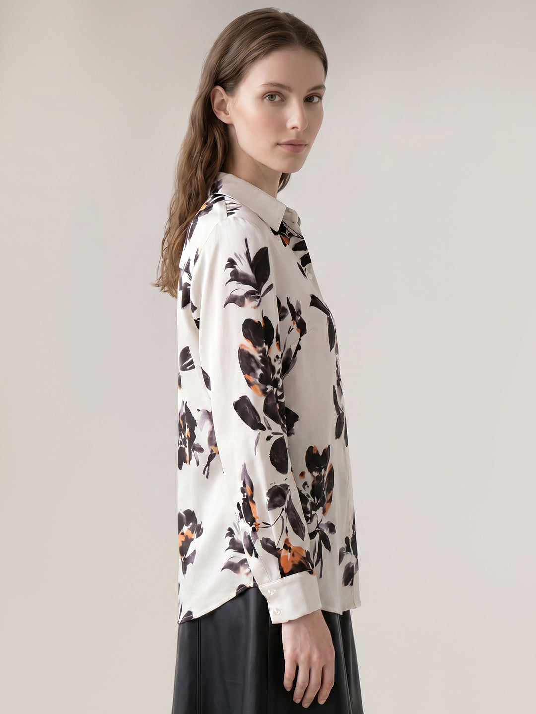 White Floral Print Shirt
