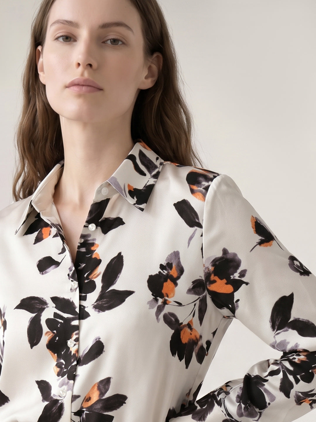 White Floral Print Shirt