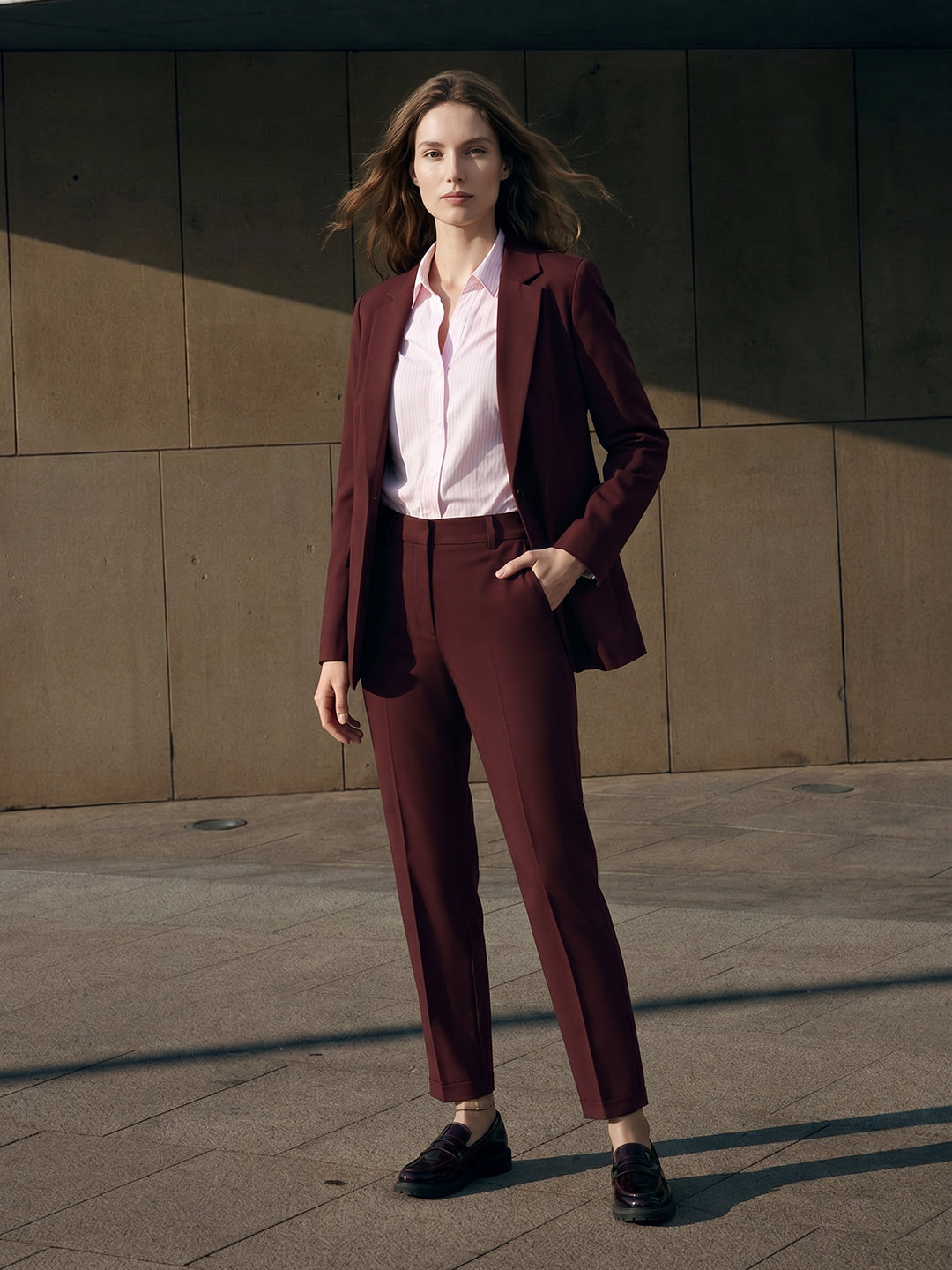 Brown Mid Rise Pants