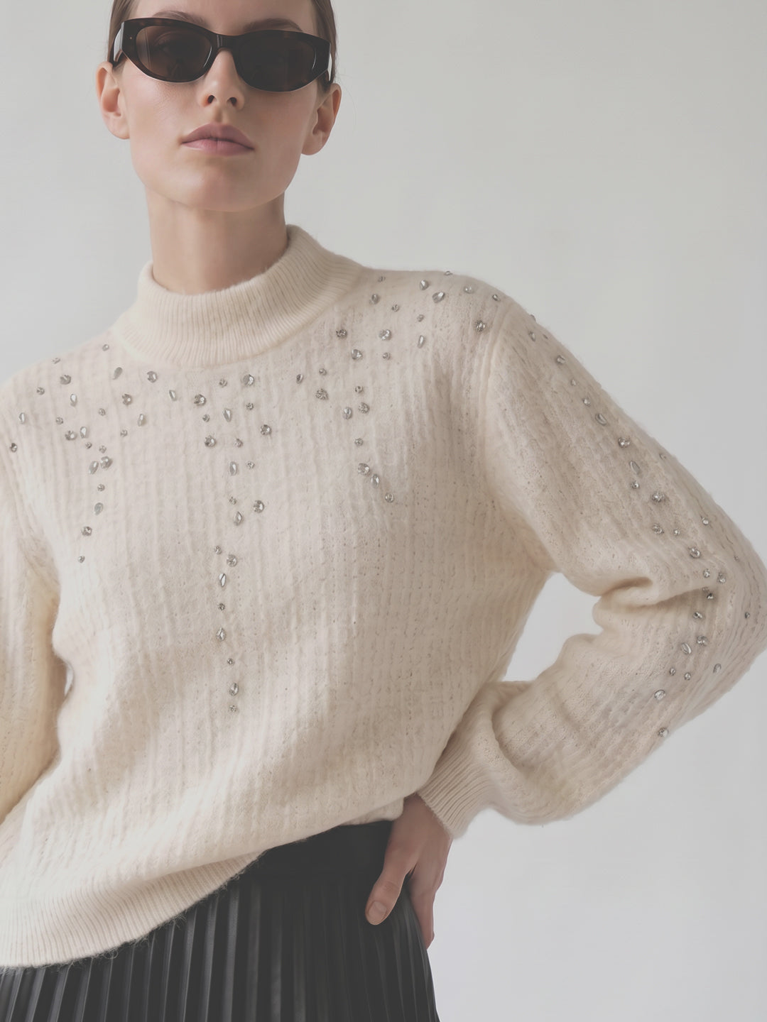 Embellished High Neck Pullover