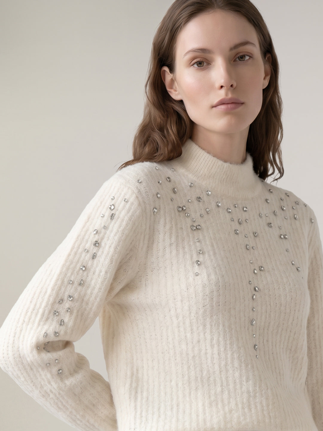 Embellished High Neck Pullover
