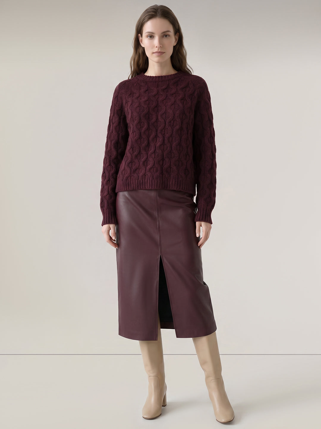 Cable Knit O-Neck Pullover