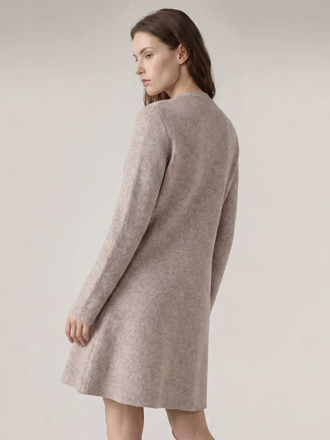 Knitted V-Neck Buttoned Dress