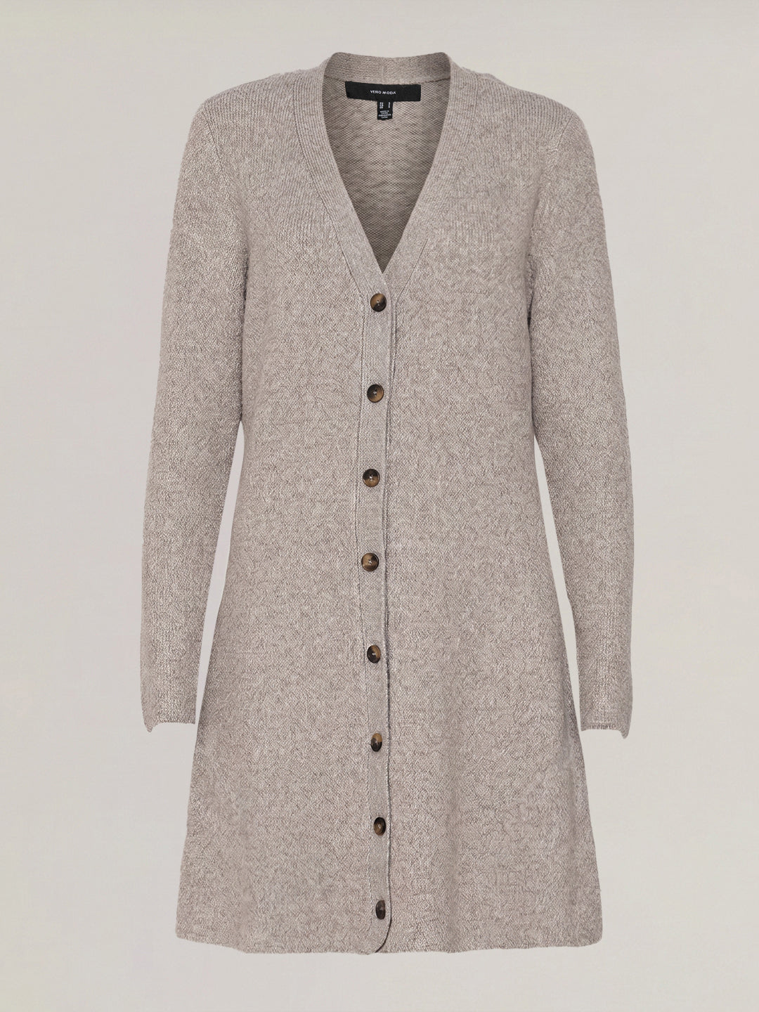 Knitted V-Neck Buttoned Dress