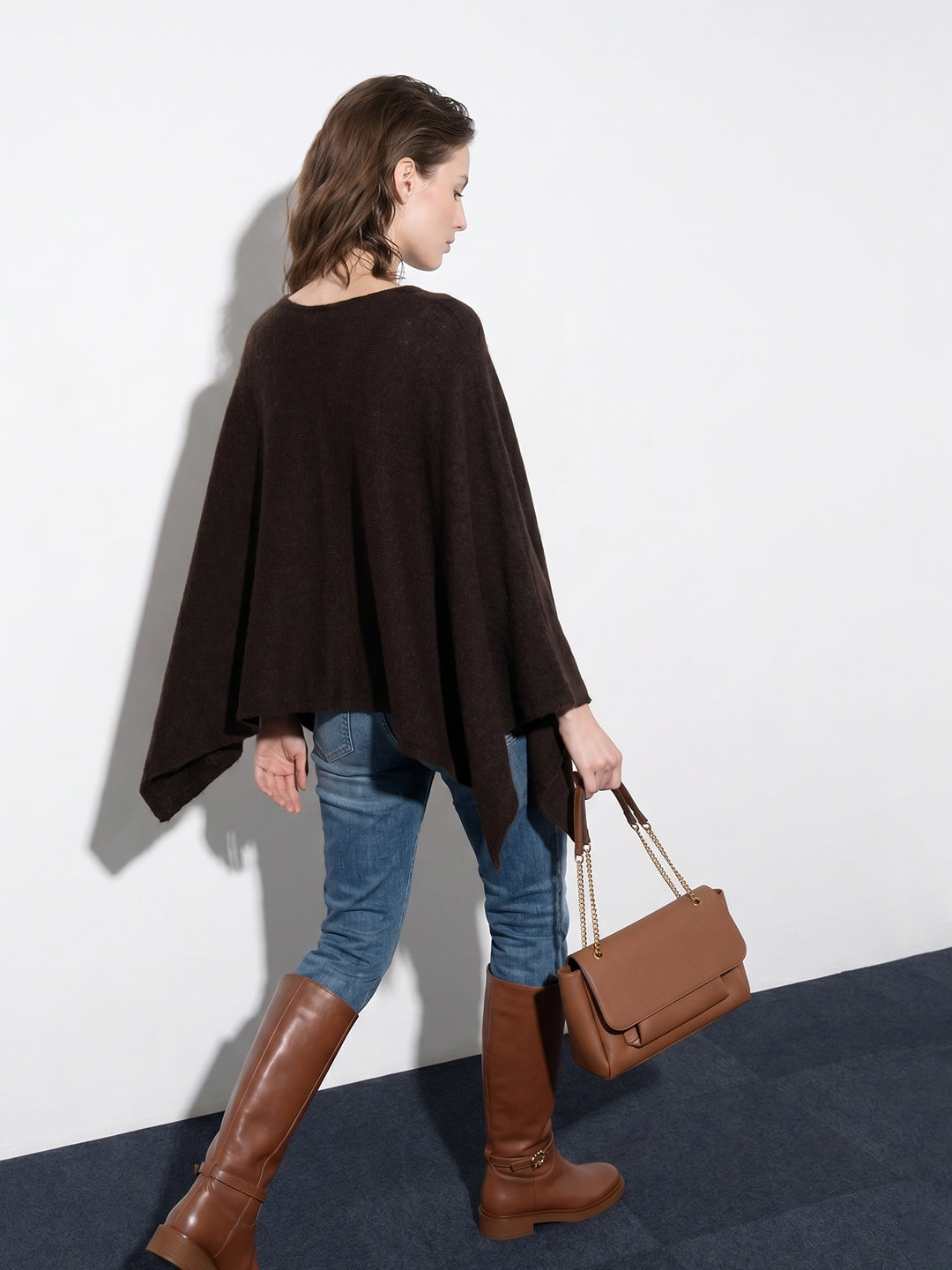Dark Brown O-Neck Cape