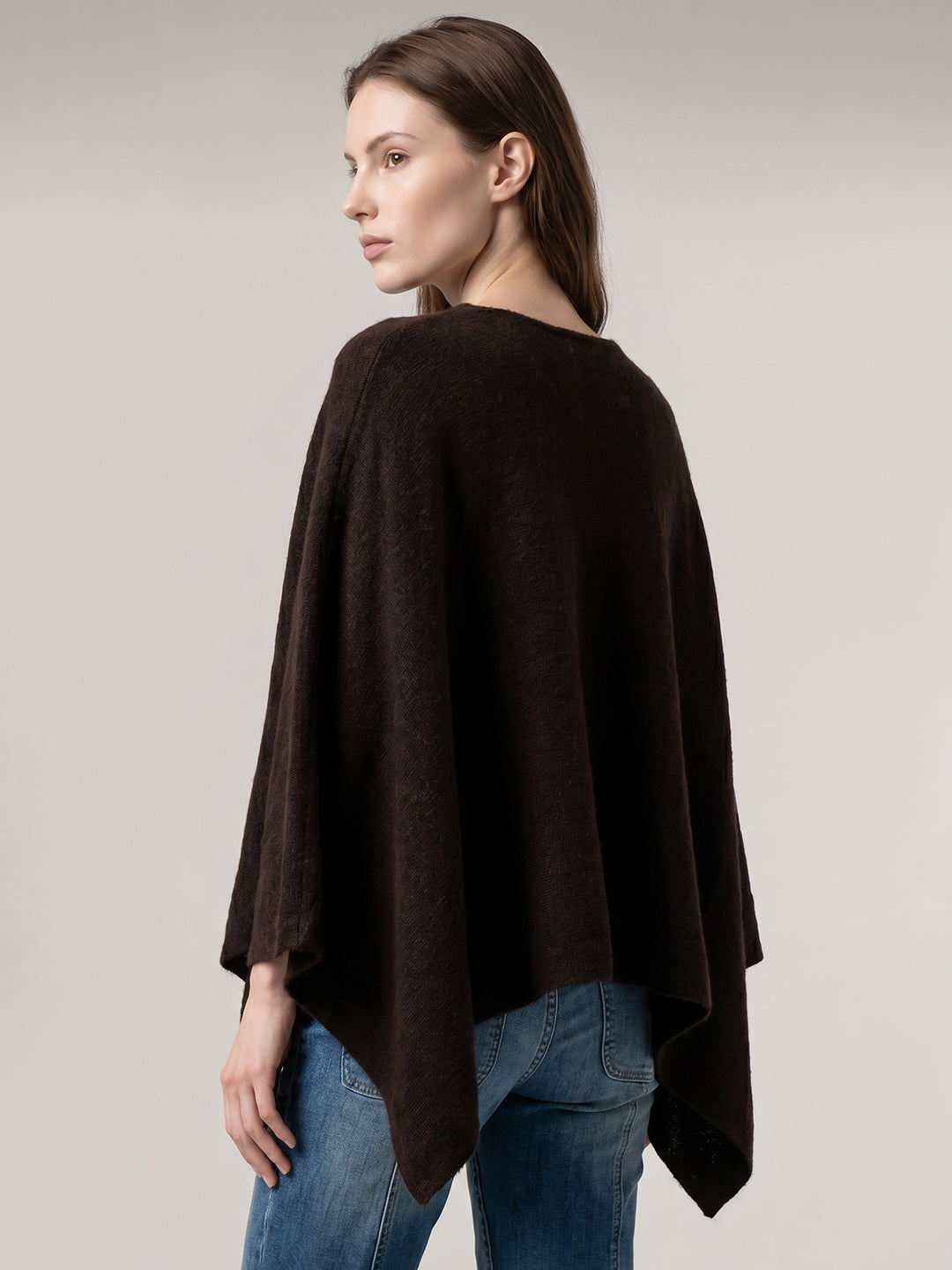 Dark Brown O-Neck Cape