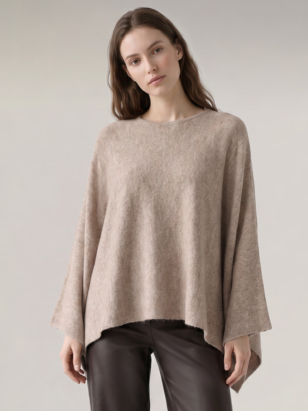 Light Brown O-Neck Cape