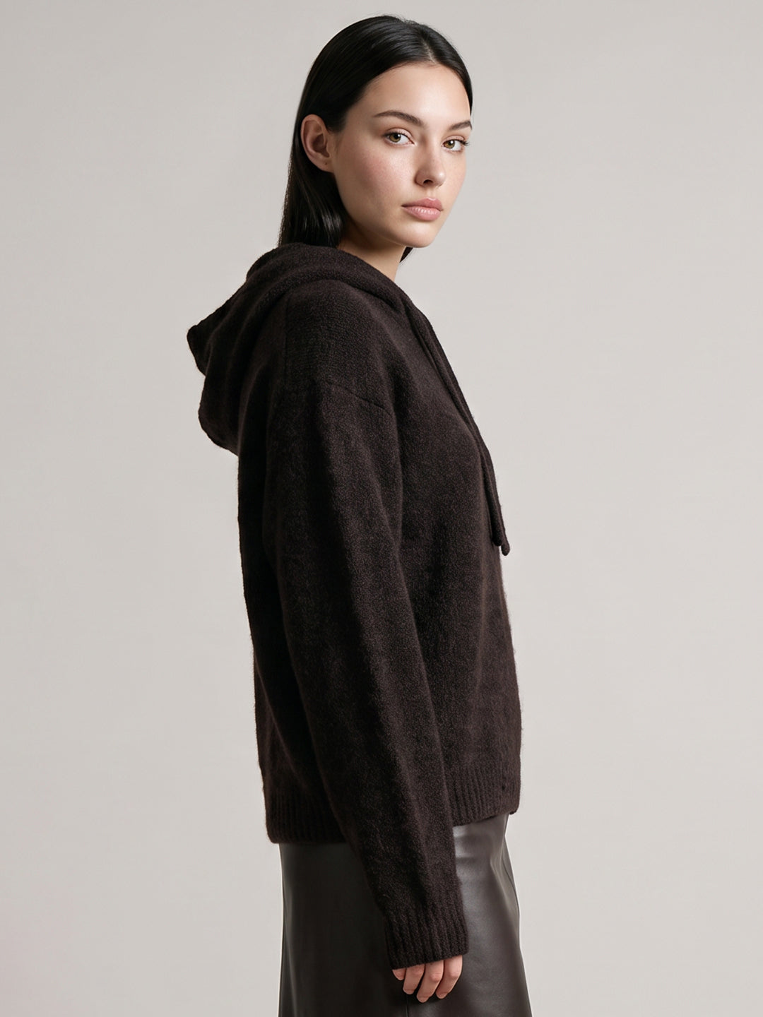 Dark Brown Hooded Pullover