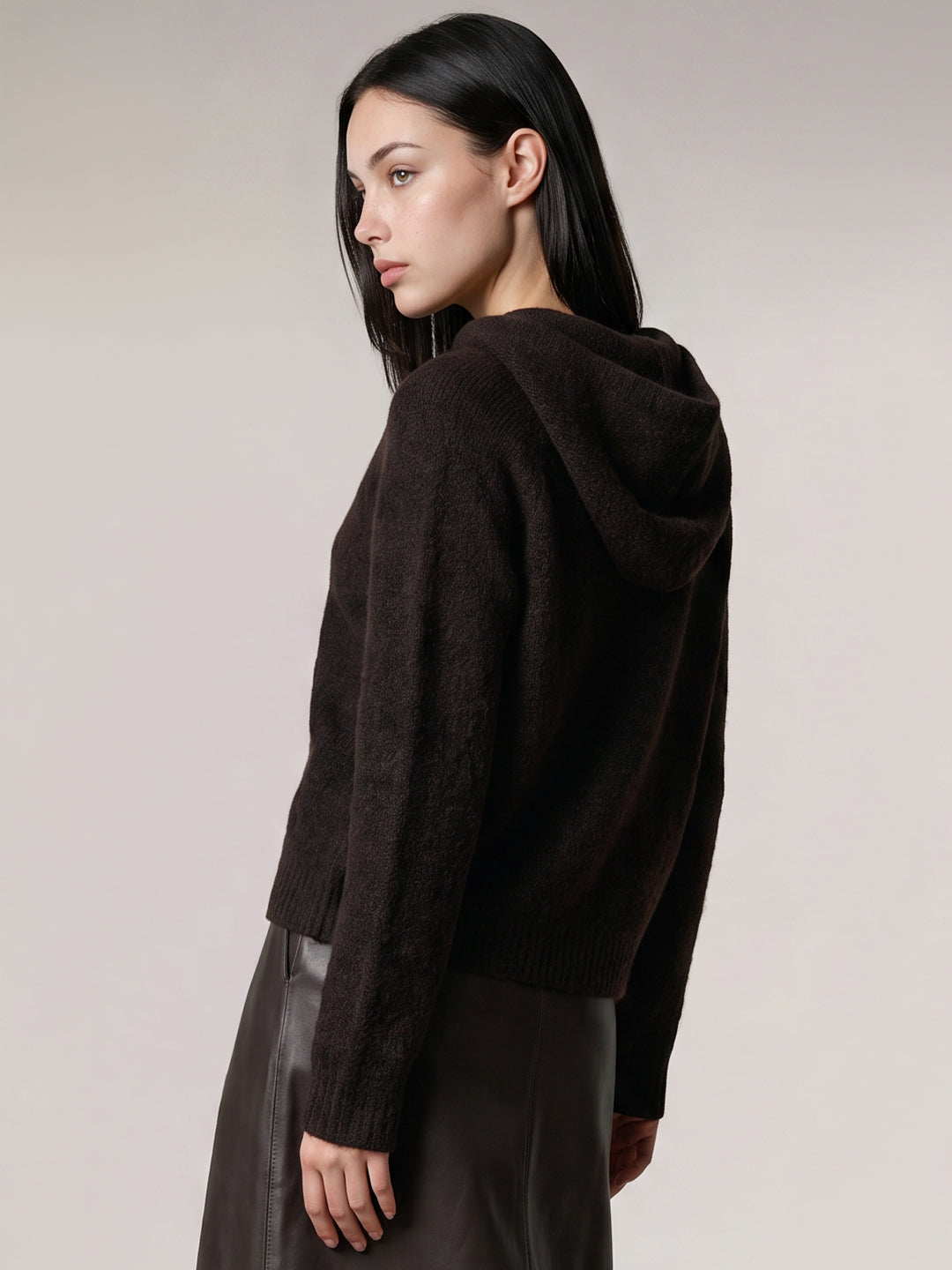 Dark Brown Hooded Pullover