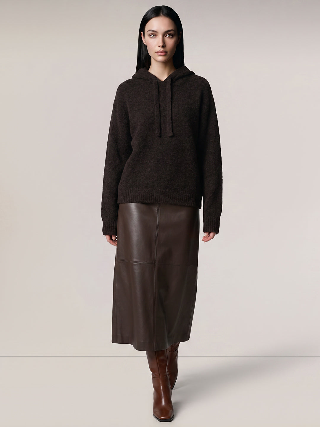 Dark Brown Hooded Pullover
