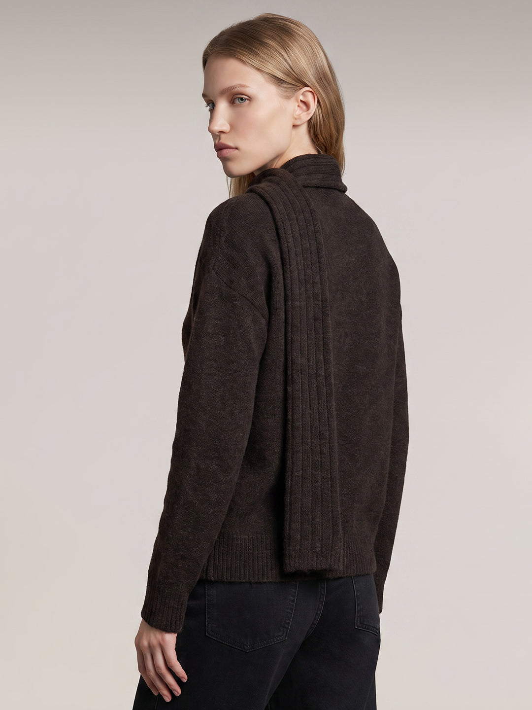 Dark Brown Scarf Pullover