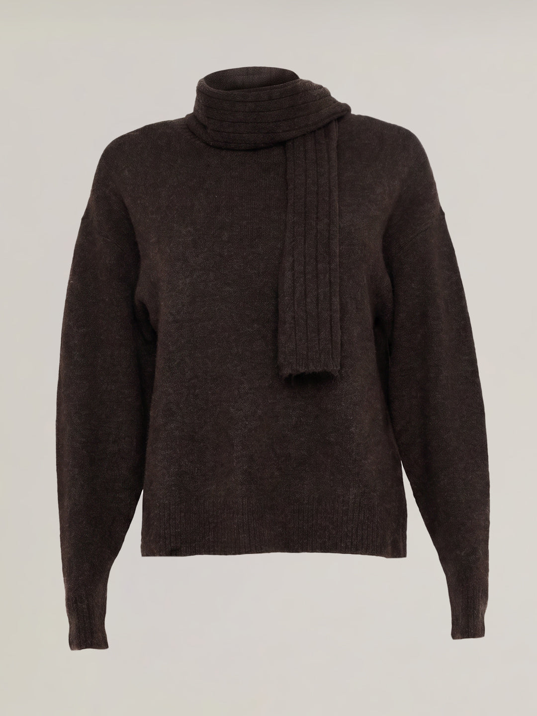 Dark Brown Scarf Pullover