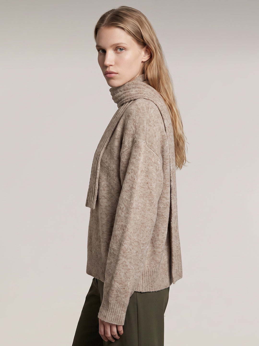 Beige Scarf Pullover