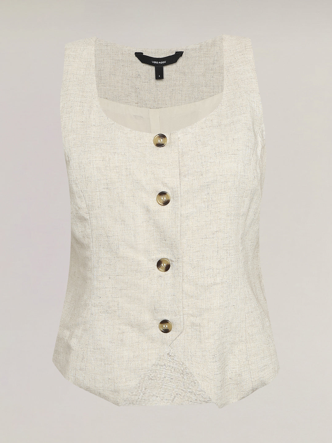 Beige Linen Blend Waistcoat