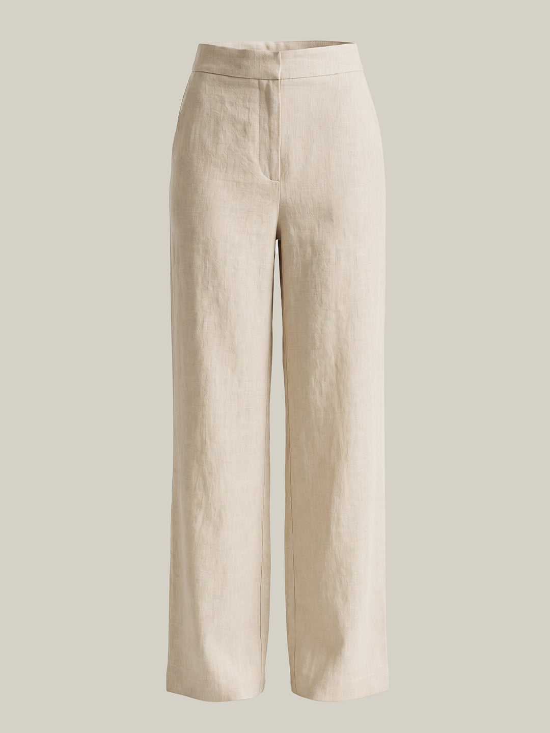Beige Linen Blend Pants