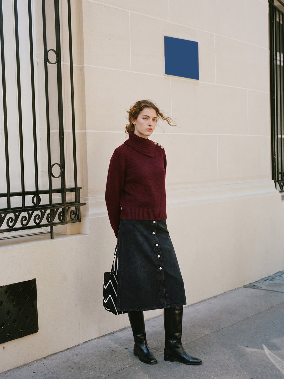 Burgundy Split-Neck Pullover